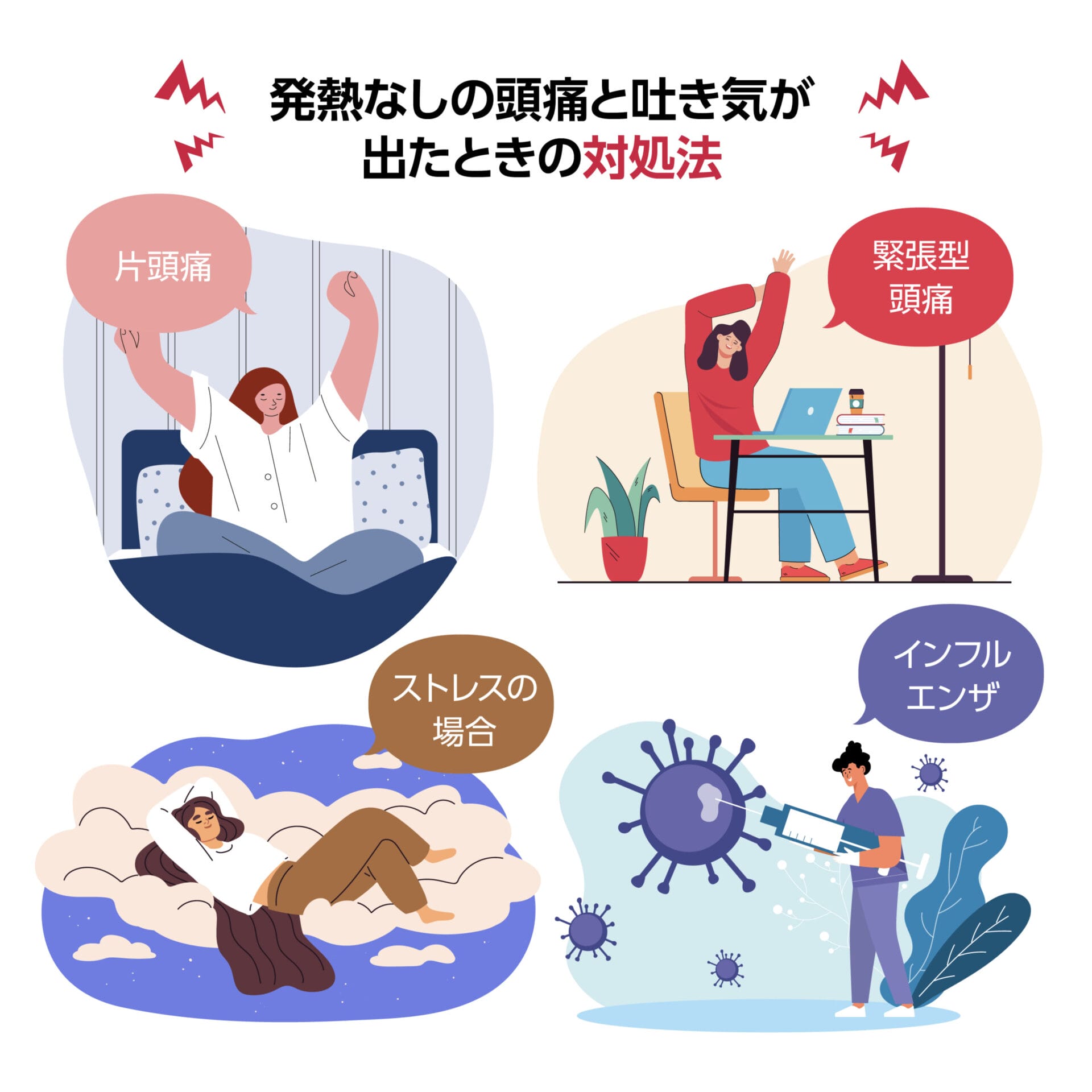 発熱なしの頭痛と吐き気は 出たときの対処法は？_画像